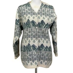 Colonial Concepts New Zealand sweater, blue/white, medium, grandpa cardigan